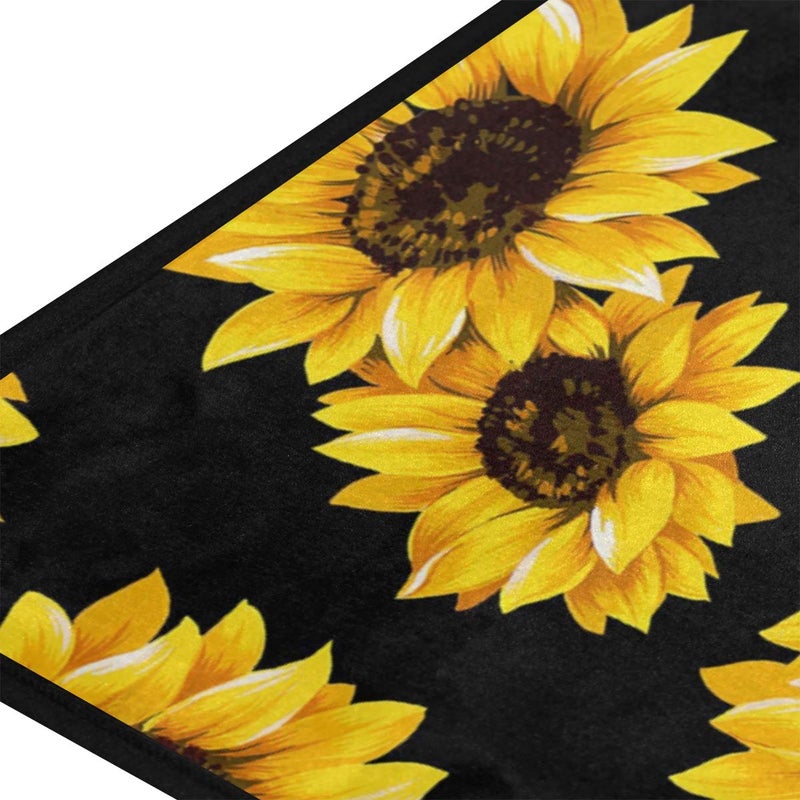senya Kitchen Rugs Sunflower Black Design Non-Slip Soft Kitchen Mats Bath Rug Runner Doormats Carpet for Home Decor, 39" X 20" - Image 3